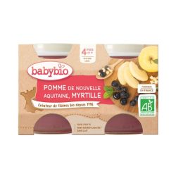 Babybio Petit Pot Pomme Myrtille 4 mois - 2 x 130g